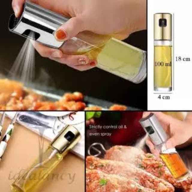 Stainless Steel Glass Oil Spray Bottle Pump 100 ml