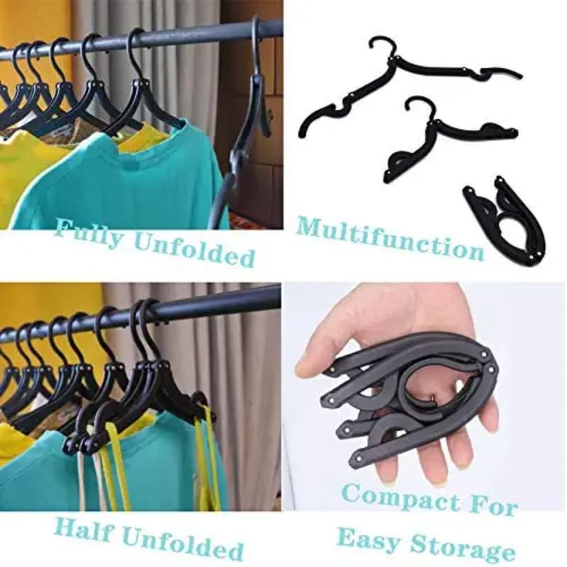 Pack of 3 Portable Folding Clothes Hanger,Black Suit, Household Goods Cloth