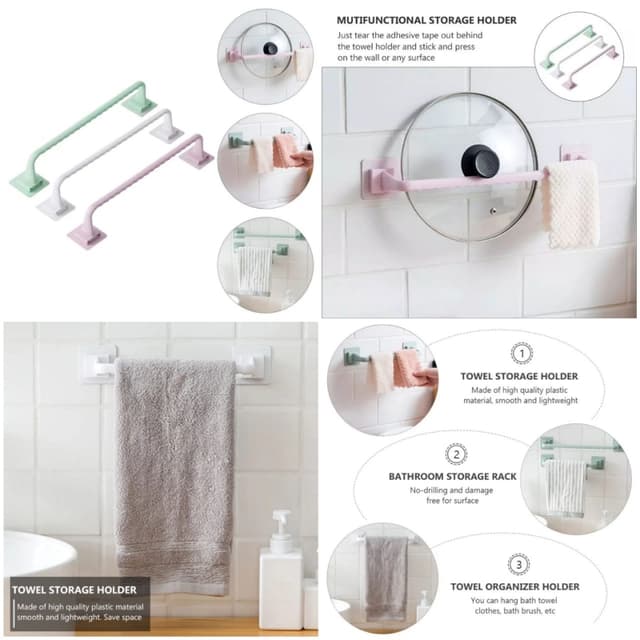 Japanese Style Self Adhesive Wall Mounted Towel Holder Towel Rack Towel Bar