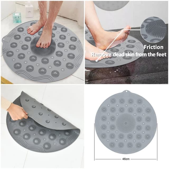Silicon Non-slip Wash Foot Massage Cleaning Round Mat Strong Stick Silicone