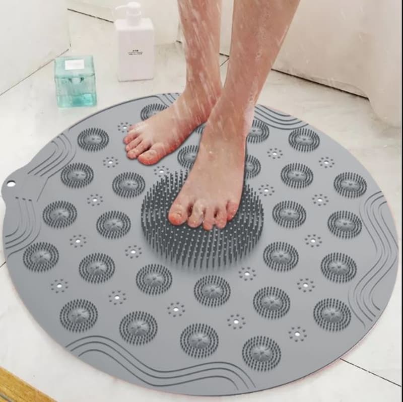 Silicon Non-slip Wash Foot Massage Cleaning Round Mat Strong Stick Silicone
