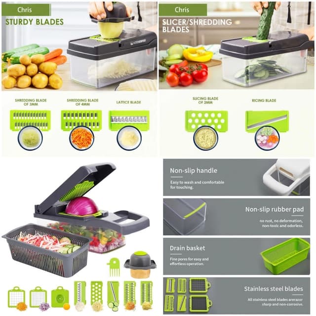 Non Brand Green 12 In 1 Vegetable Cutter
