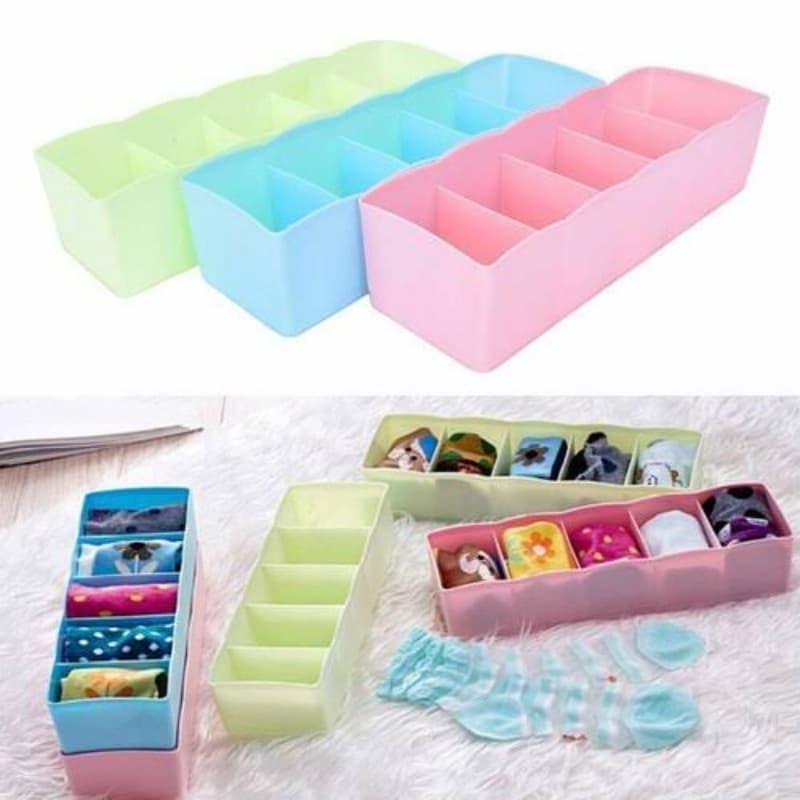 5 Compartment Socks Organizer Storage Boxes