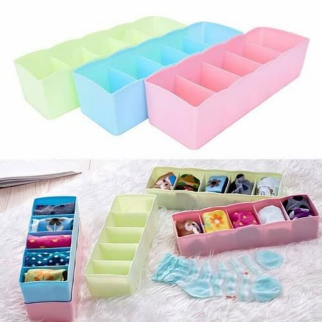 5 Compartment Socks Organizer Storage Boxes