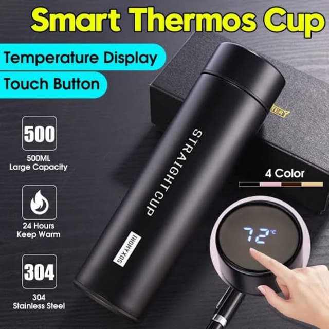Hot and Cold water bottle with LED Temperature Display, Stainless Steel