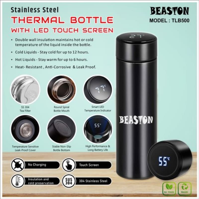Hot and Cold water bottle with LED Temperature Display, Stainless Steel